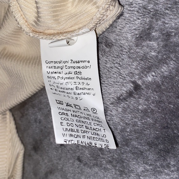 Mock Neck Bodysuit Beige with Snaps Size Large - Picture 4 of 4